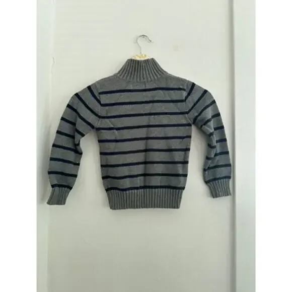 Chaps Boys Gray Blue Striped Sweater | Size 6 - Picture 4 of 4